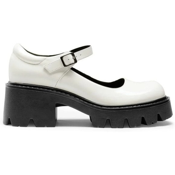 Chunky White Mary Jane Platform Heels - Picture 2 of 5